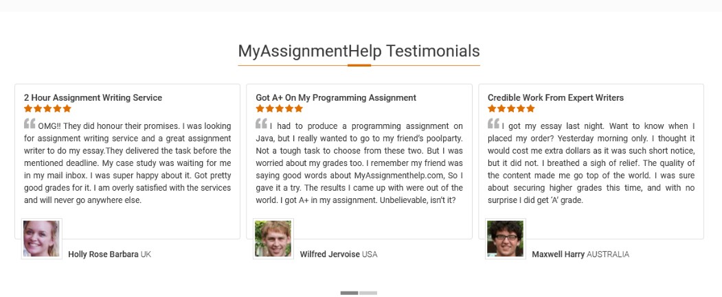 MyAssignmentHelp Review Testimonials