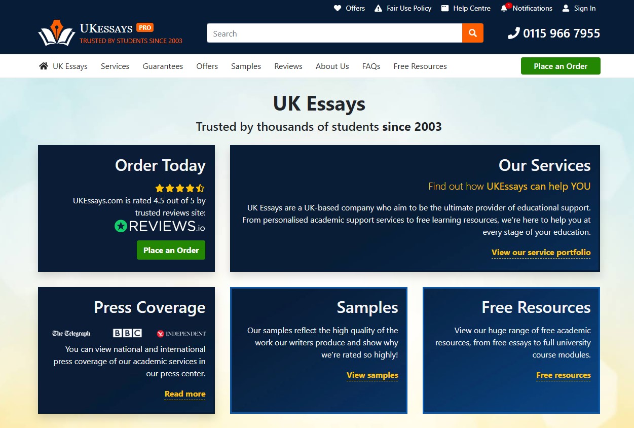 UKEssays.com Main Page